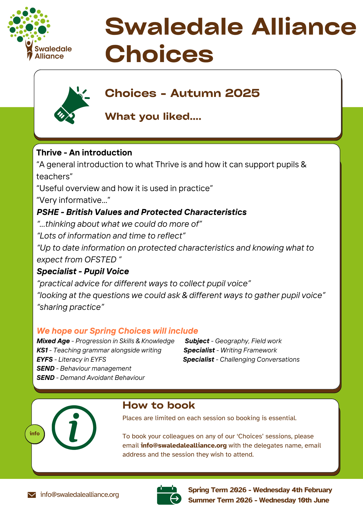 Swaledale Alliance Choices feedbac 2