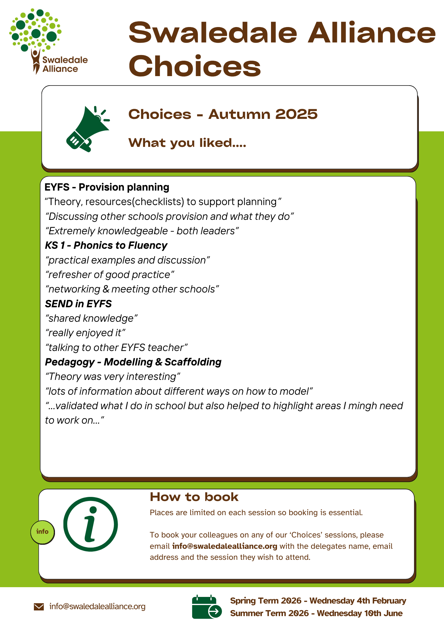 Swaledale Alliance Choices feedback